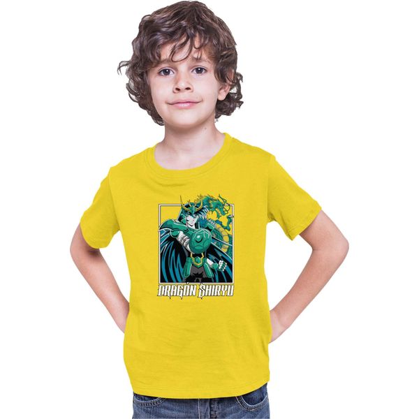 Maglietta Per Bambini Japan Anime Manga Saint Anime Seiya Dragon Shiryu Dragon Shiryu, 12-13 Jahr - 152 , Jaune-image