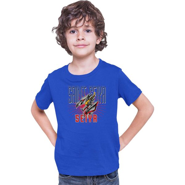 Maglietta Per Bambini Japan Anime Manga Saint Anime Seiya Logo Seiya Mark, 12-13 Jahr - 152 , Bleu-image