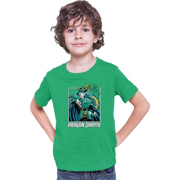 Maglietta Per Bambini Japan Anime Manga Saint Anime Seiya Dragon Shiryu Dragon Shiryu, 7-8 Jahr - 128 , Vert-image