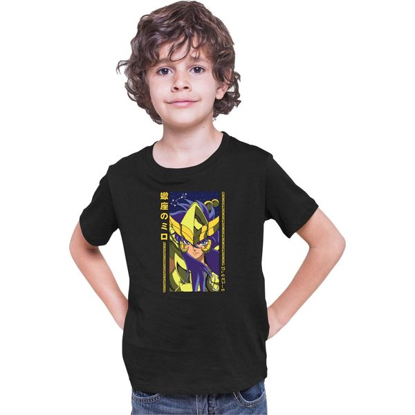 Maglietta Per Bambini Japan Anime Manga Saint Anime Seiya Scorpio Scorpio, 12-13 Jahr - 152 , Noir-image