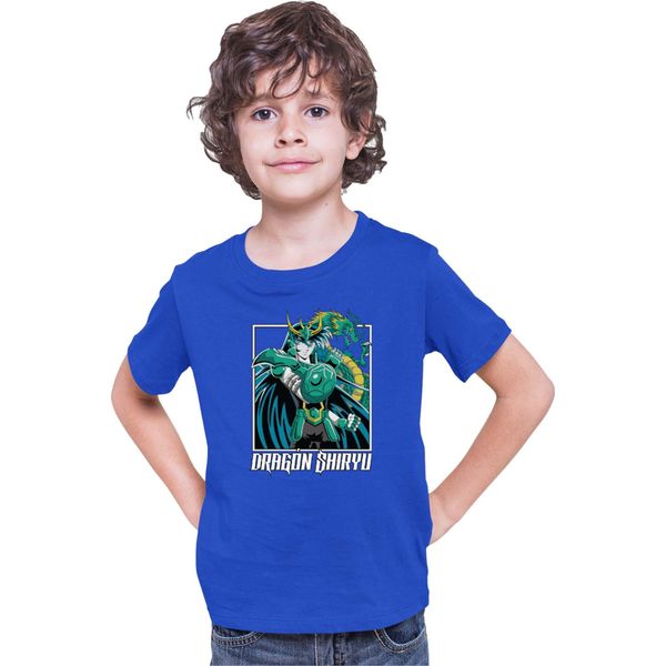 Maglietta Per Bambini Japan Anime Manga Saint Anime Seiya Dragon Shiryu Dragon Shiryu, 7-8 Jahr - 128 , Bleu-image