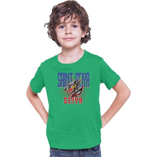 Maglietta Per Bambini Japan Anime Manga Saint Anime Seiya Logo Seiya Mark, 7-8 Jahr - 128 , Vert-image