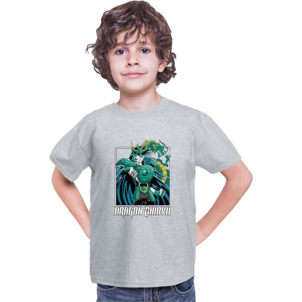 Maglietta Per Bambini Japan Anime Manga Saint Anime Seiya Dragon Shiryu Dragon Shiryu, 12-13 Jahr - 152 , Gris-image