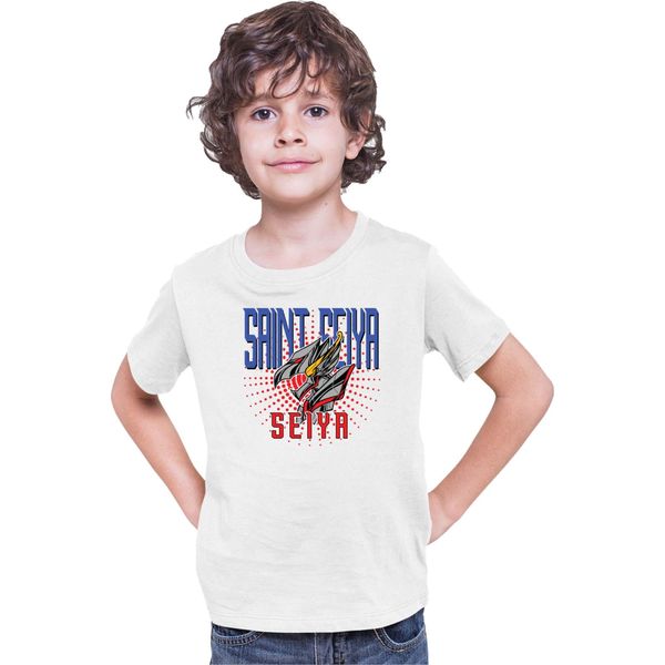 Maglietta Per Bambini Japan Anime Manga Saint Anime Seiya Logo Seiya Mark, 7-8 Jahr - 128 , Blanc-image