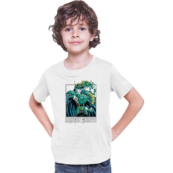 Maglietta Per Bambini Japan Anime Manga Saint Anime Seiya Dragon Shiryu Dragon Shiryu, 9-11 Jahr - 140 , Blanc-image