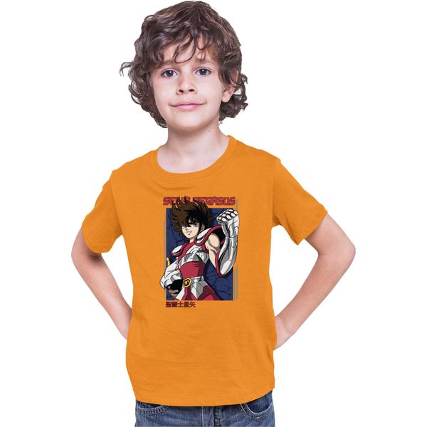 Maglietta Per Bambini Japan Anime Manga Saint Anime Seiya Pegasus Seiya 04 Pegasus Seiya, 9-11 Jahr - 140 , Orange-image