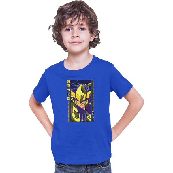 Maglietta Per Bambini Japan Anime Manga Saint Anime Seiya Scorpio Scorpio, 12-13 Jahr - 152 , Bleu-image