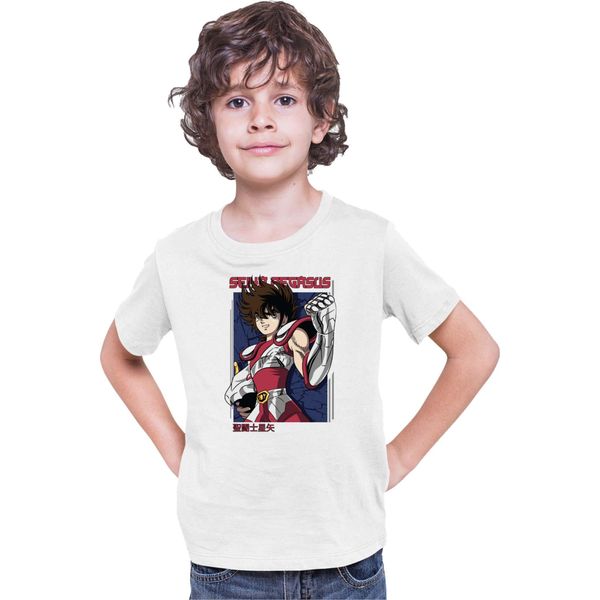 Maglietta Per Bambini Japan Anime Manga Saint Anime Seiya Pegasus Seiya 04 Pegasus Seiya, 7-8 Jahr - 128 , Blanc-image