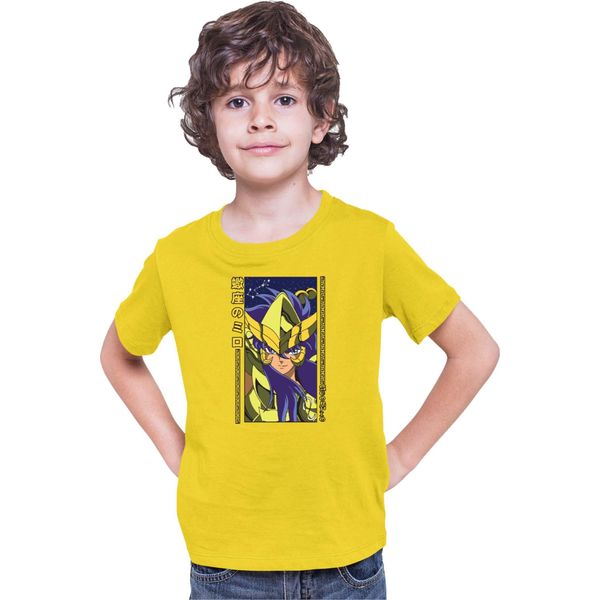 Maglietta Per Bambini Japan Anime Manga Saint Anime Seiya Scorpio Scorpio, 5-6 Jahr - 116 , Jaune-image
