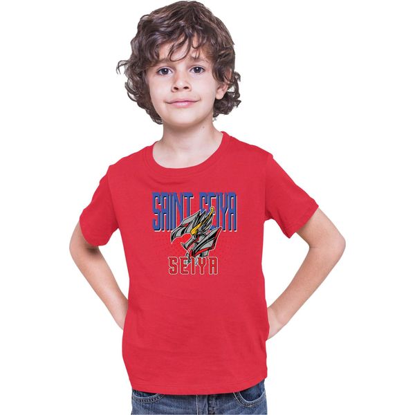 Maglietta Per Bambini Japan Anime Manga Saint Anime Seiya Logo Seiya Mark, 7-8 Jahr - 128 , Rouge-image