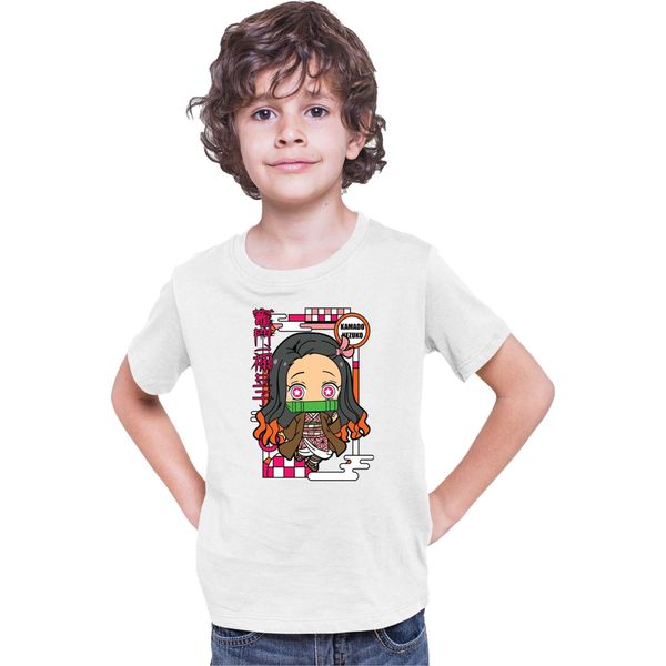 Maglietta Per Bambini Demon Anime Slayer Kimetsu No Yaiba Chibi Nezuko Kamado, 7-8 Jahr - 128 , Blanc-image