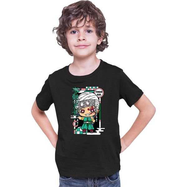 Maglietta Per Bambini Demon Anime Slayer Kimetsu No Yaiba Chibi Tengen Uzui, 7-8 Jahr - 128 , Noir-image