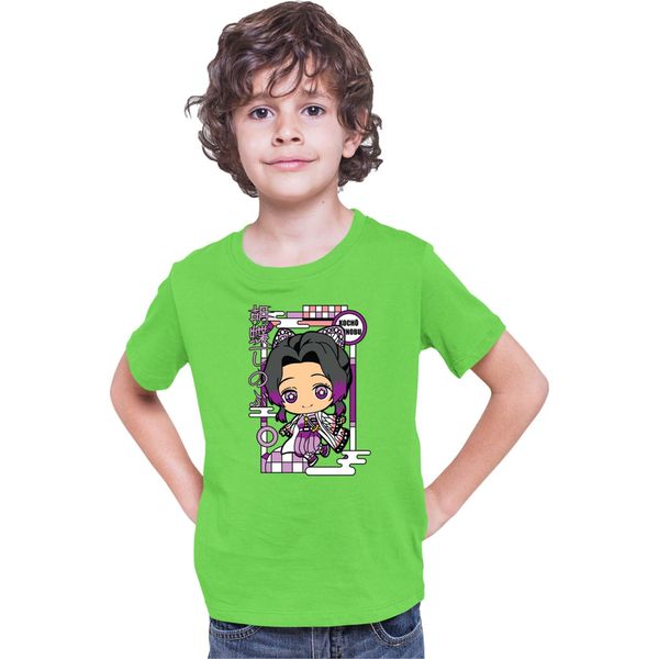 Maglietta Per Bambini Demon Anime Slayer Kimetsu No Yaiba Chibi Kocho Shinobu, 12-13 Jahr - 152 , Lime-image