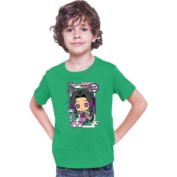 Maglietta Per Bambini Demon Anime Slayer Kimetsu No Yaiba Chibi Kocho Shinobu, 12-13 Jahr - 152 , Vert-image