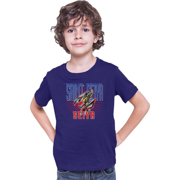 Maglietta Per Bambini Japan Anime Manga Saint Anime Seiya Logo Seiya Mark, 12-13 Jahr - 152 , Bleu Foncé-image