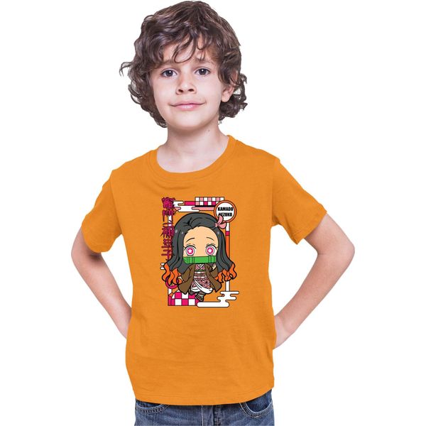 Maglietta Per Bambini Demon Anime Slayer Kimetsu No Yaiba Chibi Nezuko Kamado, 7-8 Jahr - 128 , Orange-image