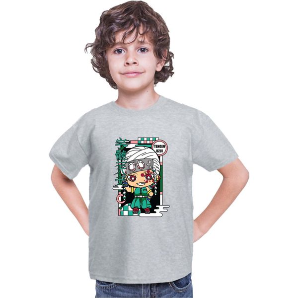 Maglietta Per Bambini Demon Anime Slayer Kimetsu No Yaiba Chibi Tengen Uzui, 7-8 Jahr - 128 , Gris-image