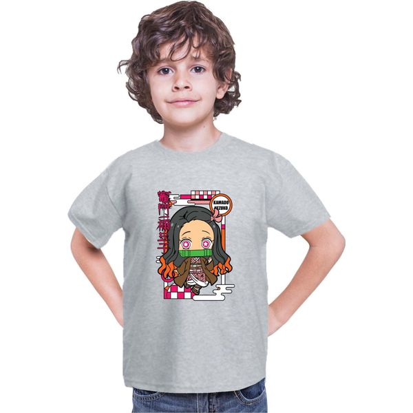 Maglietta Per Bambini Demon Anime Slayer Kimetsu No Yaiba Chibi Nezuko Kamado, 7-8 Jahr - 128 , Gris-image