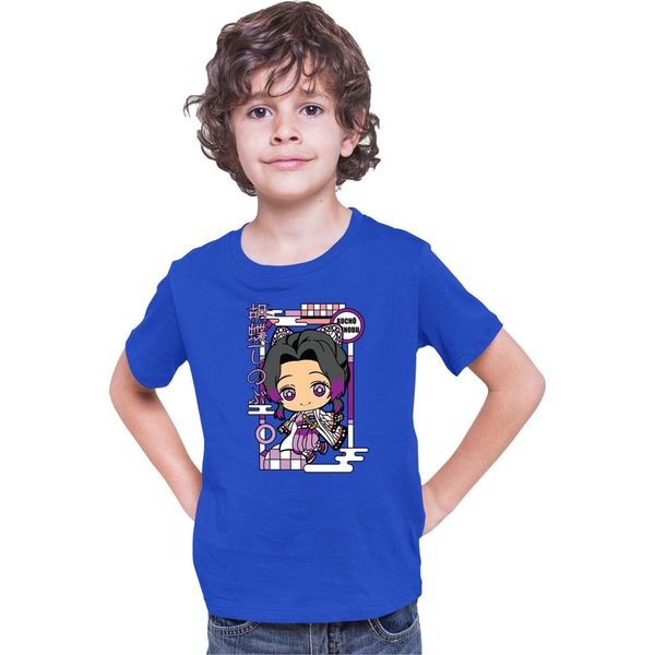 Maglietta Per Bambini Demon Anime Slayer Kimetsu No Yaiba Chibi Kocho Shinobu, 12-13 Jahr - 152 , Bleu-image