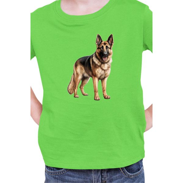 Maglietta Per Bambini Dogs Breeds German Shepherd Dog Breed 005, 12-13 Jahr - 152 , Lime-image