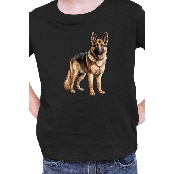 Maglietta Per Bambini Dogs Breeds German Shepherd Dog Breed 005, 12-13 Jahr - 152 , Noir-image