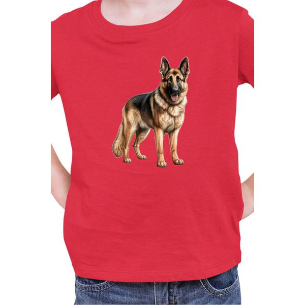 Maglietta Per Bambini Dogs Breeds German Shepherd Dog Breed 005, 12-13 Jahr - 152 , Rouge-image