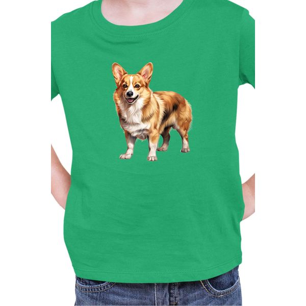 Maglietta Per Bambini Dogs Breeds Pembroke Welsh Corgi Dog Breed 005, 9-11 Jahr - 140 , Vert-image