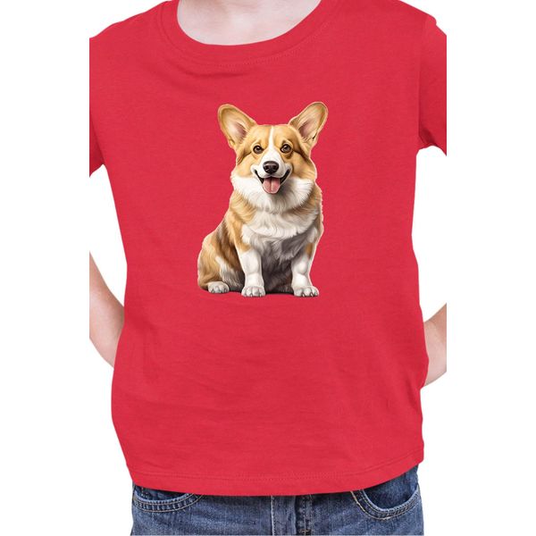 Maglietta Per Bambini Dogs Breeds Pembroke Welsh Corgi Dog Breed 006, 9-11 Jahr - 140 , Rouge-image