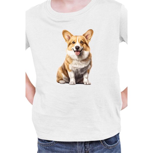Maglietta Per Bambini Dogs Breeds Pembroke Welsh Corgi Dog Breed 006, 9-11 Jahr - 140 , Blanc-image