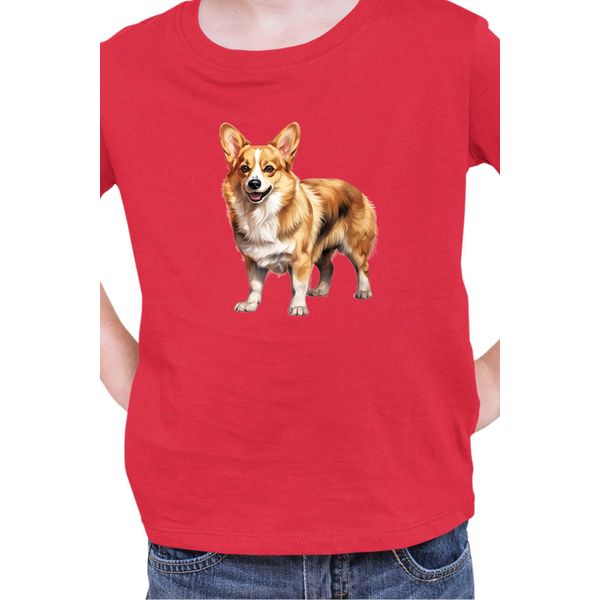 Maglietta Per Bambini Dogs Breeds Pembroke Welsh Corgi Dog Breed 005, 9-11 Jahr - 140 , Rouge-image