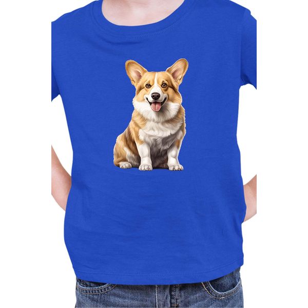 Maglietta Per Bambini Dogs Breeds Pembroke Welsh Corgi Dog Breed 006, 9-11 Jahr - 140 , Bleu-image