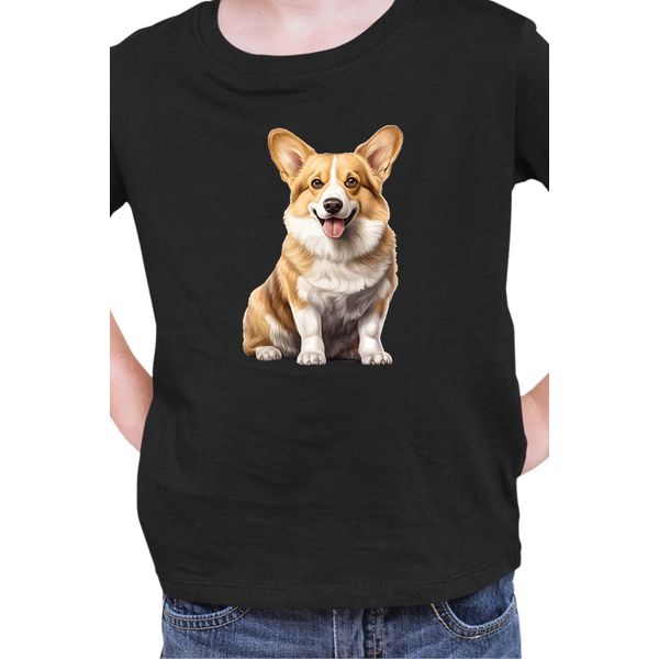 Maglietta Per Bambini Dogs Breeds Pembroke Welsh Corgi Dog Breed 006, 9-11 Jahr - 140 , Noir-image