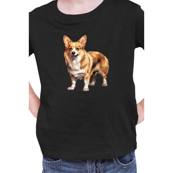 Maglietta Per Bambini Dogs Breeds Pembroke Welsh Corgi Dog Breed 005, 9-11 Jahr - 140 , Noir-image