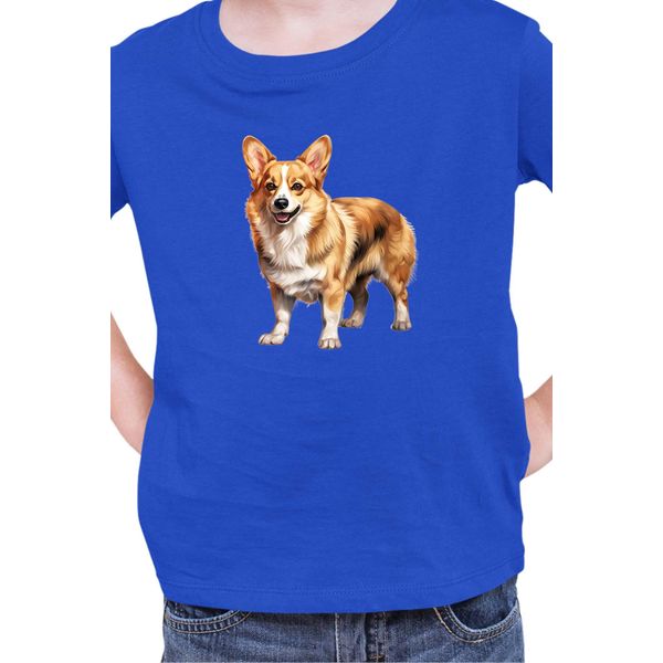 Maglietta Per Bambini Dogs Breeds Pembroke Welsh Corgi Dog Breed 005, 9-11 Jahr - 140 , Bleu-image