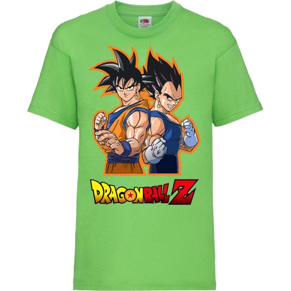 Maglietta Per Bambini Dragon Anime Manga Ball Z 01 Goku Vegeta, 9-11 Jahr - 140 , Lime-image
