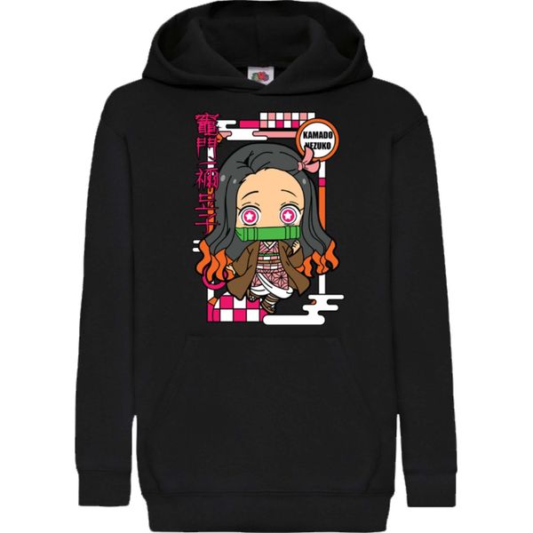 Felpe Con Cappuccio Per Bambini Demon Anime Slayer Kimetsu No Yaiba Chibi Nezuko Kamado, 7-8 Jahr - 128 / Noir-image