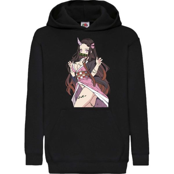 Felpe Con Cappuccio Per Bambini Demon Anime Slayer Kimetsu No Yaiba Nezuko Kamado 16, 7-8 Jahr - 128 / Noir-image