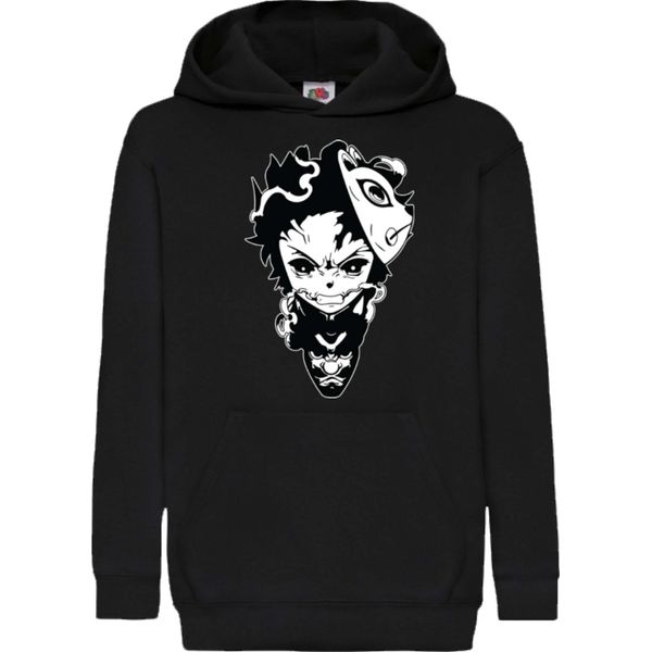 Felpe Con Cappuccio Per Bambini Demon Anime Slayer Kimetsu No Yaiba Tanjiro Kamado 003, 7-8 Jahr - 128 / Noir-image