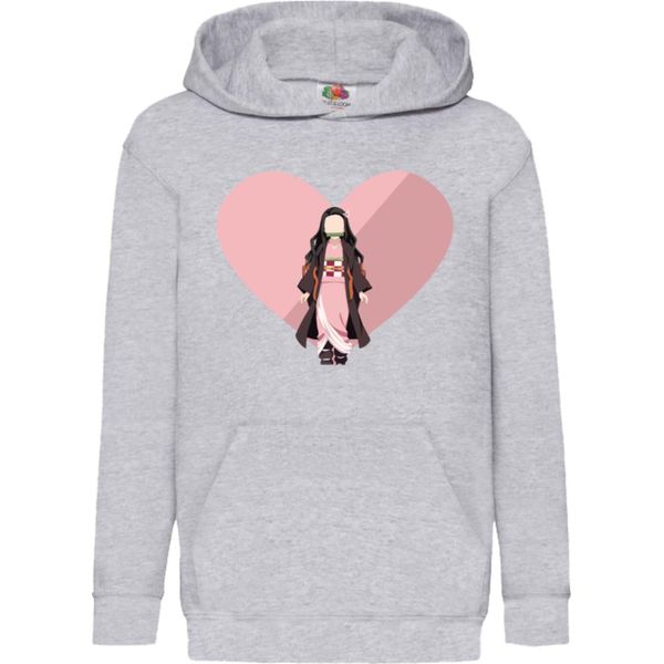 Felpe Con Cappuccio Per Bambini Demon Anime Slayer Kimetsu No Yaiba Nezuko Love, 7-8 Jahr - 128 / Gris-image