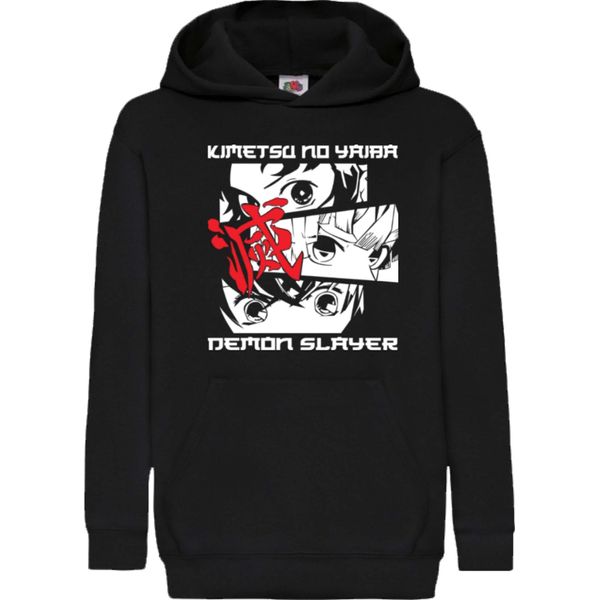 Felpe Con Cappuccio Per Bambini Demon Anime Slayer Kimetsu No Yaiba Kimetsu No Yaiba Demon Slayer, 9-11 Jahr - 140 / Noir-image