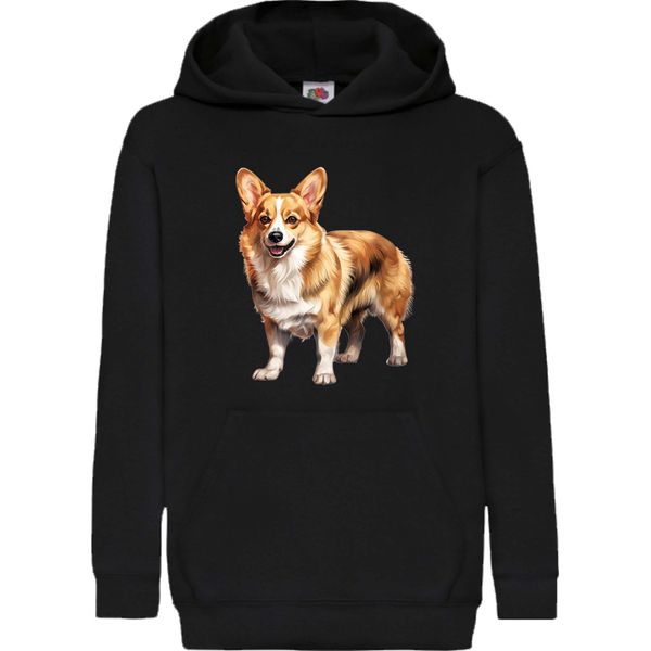 Felpe Con Cappuccio Per Bambini Dogs Breeds Pembroke Welsh Corgi Dog Breed 005, 9-11 Jahr - 140 / Noir-image