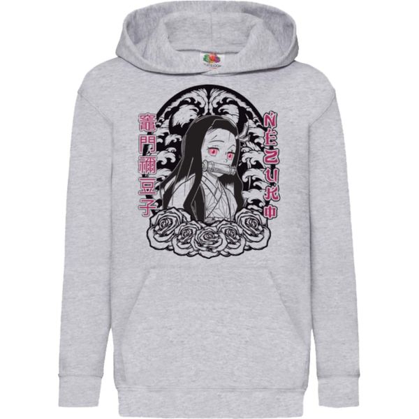 Felpe Con Cappuccio Per Bambini Demon Anime Slayer Kimetsu No Yaiba Nezuko Kamado 15, 7-8 Jahr - 128 / Gris-image
