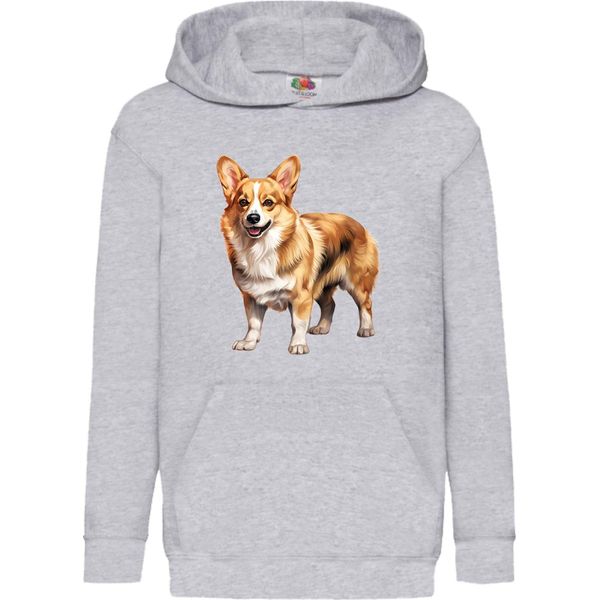 Felpe Con Cappuccio Per Bambini Dogs Breeds Pembroke Welsh Corgi Dog Breed 005, 9-11 Jahr - 140 / Gris-image