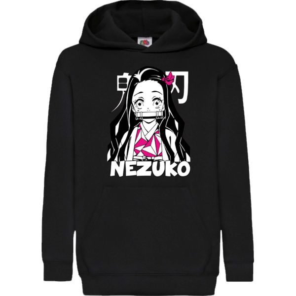 Felpe Con Cappuccio Per Bambini Demon Anime Slayer Nezuko Kamado 008, 5-6 Jahr - 116 / Noir-image