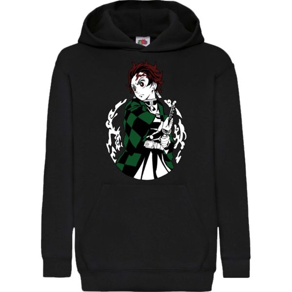 Felpe Con Cappuccio Per Bambini Demon Anime Slayer Tanjiro Kamado 013, 12-13 Jahr - 152 / Noir-image