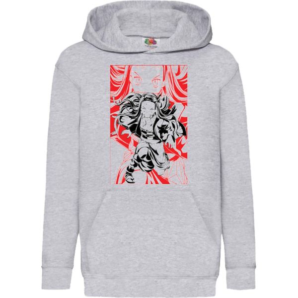 Felpe Con Cappuccio Per Bambini Demon Anime Slayer Nezuko Kamado 012, 12-13 Jahr - 152 / Gris-image