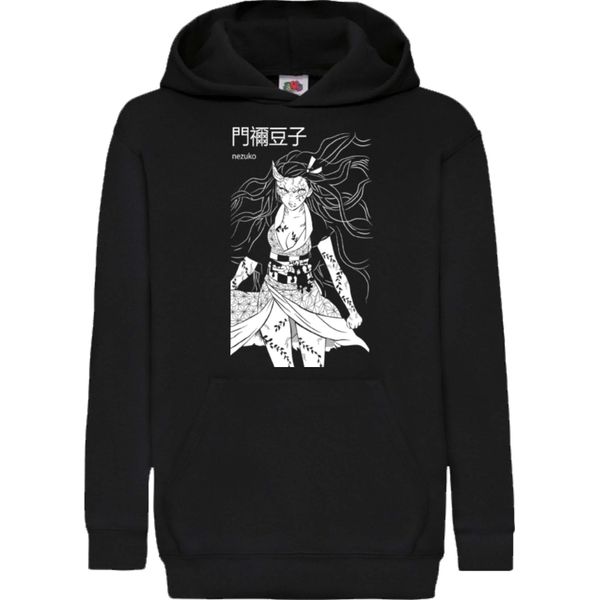 Felpe Con Cappuccio Per Bambini Demon Anime Slayer Nezuko Kamado 011, 12-13 Jahr - 152 / Noir-image