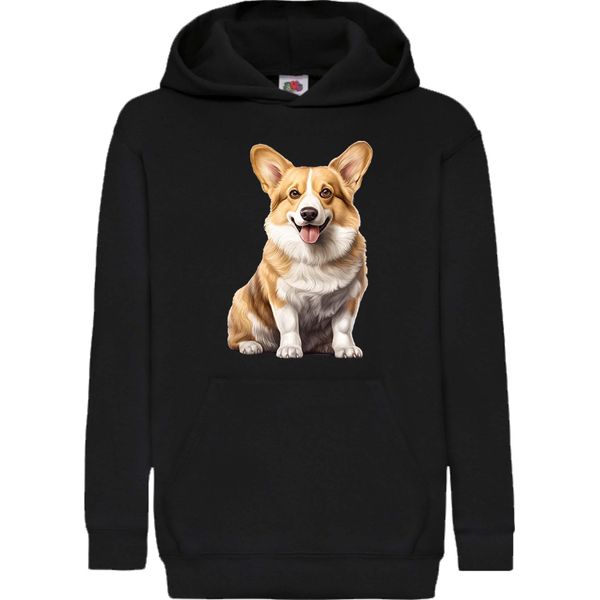 Felpe Con Cappuccio Per Bambini Dogs Breeds Pembroke Welsh Corgi Dog Breed 006, 9-11 Jahr - 140 / Noir-image