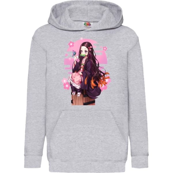 Felpe Con Cappuccio Per Bambini Demon Anime Slayer Nezuko Kamado 100, 12-13 Jahr - 152 / Gris-image