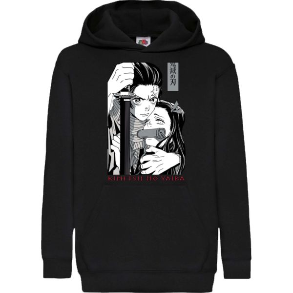 Felpe Con Cappuccio Per Bambini Demon Anime Slayer Tanjiro Nezuko Kamado 003, 12-13 Jahr - 152 / Noir-image